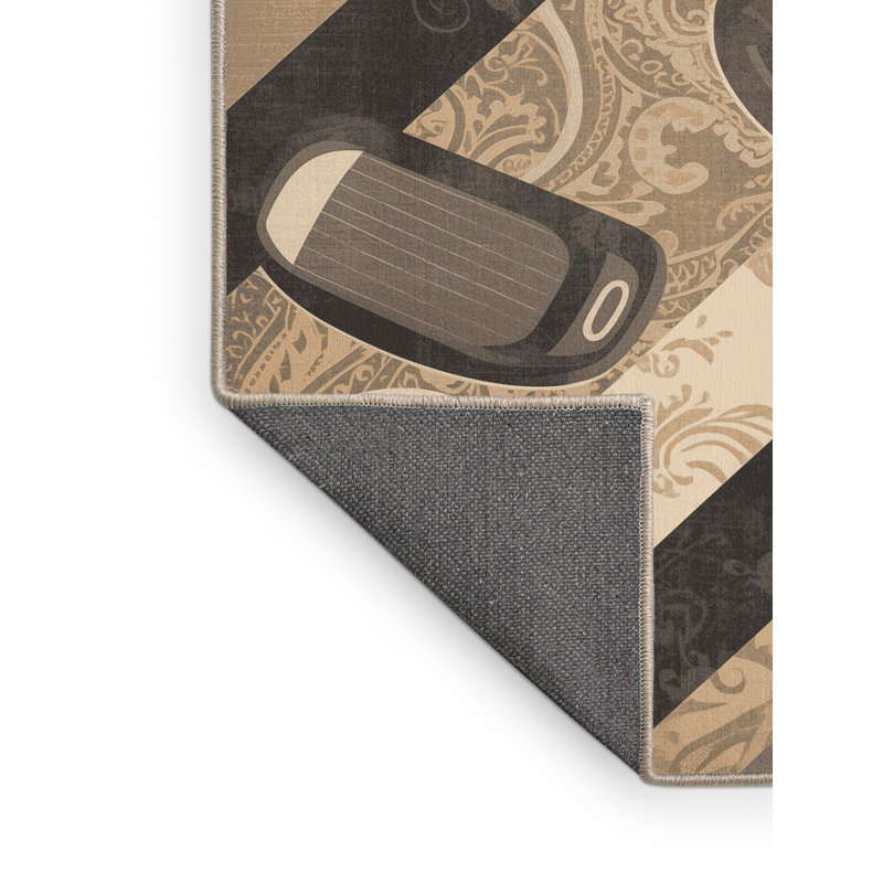 Tapis oriental doux et moelleux de style club de balle de style oriental classique gris et beige, 5 x 7