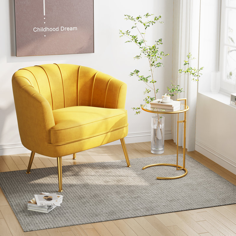 Fauteuil l 27 po Walsall, Velours jaune