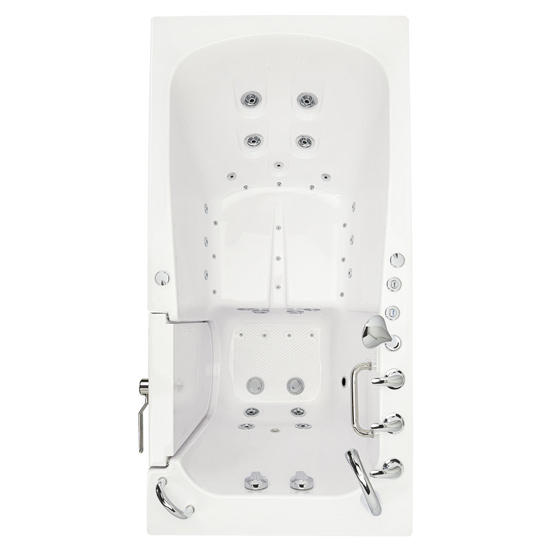 Ella Big4One 33"x66" Walk in Bathtub, Air + Hydro + Independent Foot Massage, 5 Piece Fast Fill Faucet, Dual 2" Drains, Right Door, Heated Seat