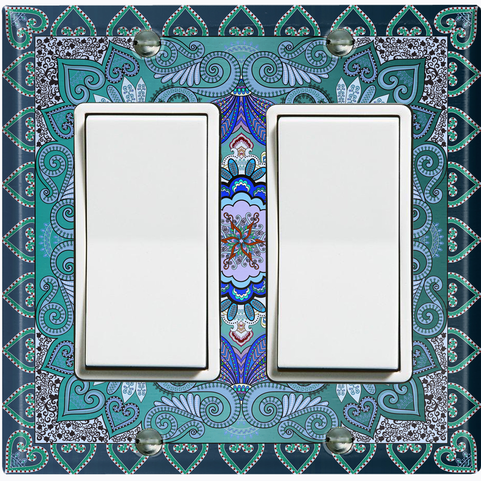 WorldAcc Metal Light Switch Plate Outlet Cover (Teal Blue Paisley ...