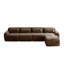 Canapé modulaire en L brun chocolat, canapé de salon moelleux en tissu moelleux avec repose-pieds, aucun assemblage requis-1431682198