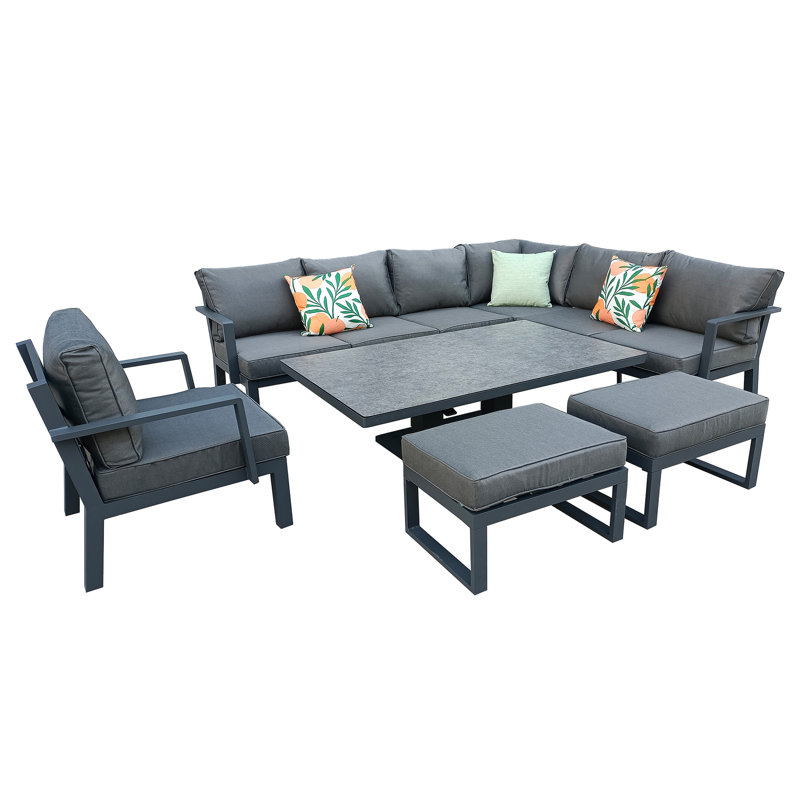 90cm Wide U-Shaped Patio Sofa with Cushions
