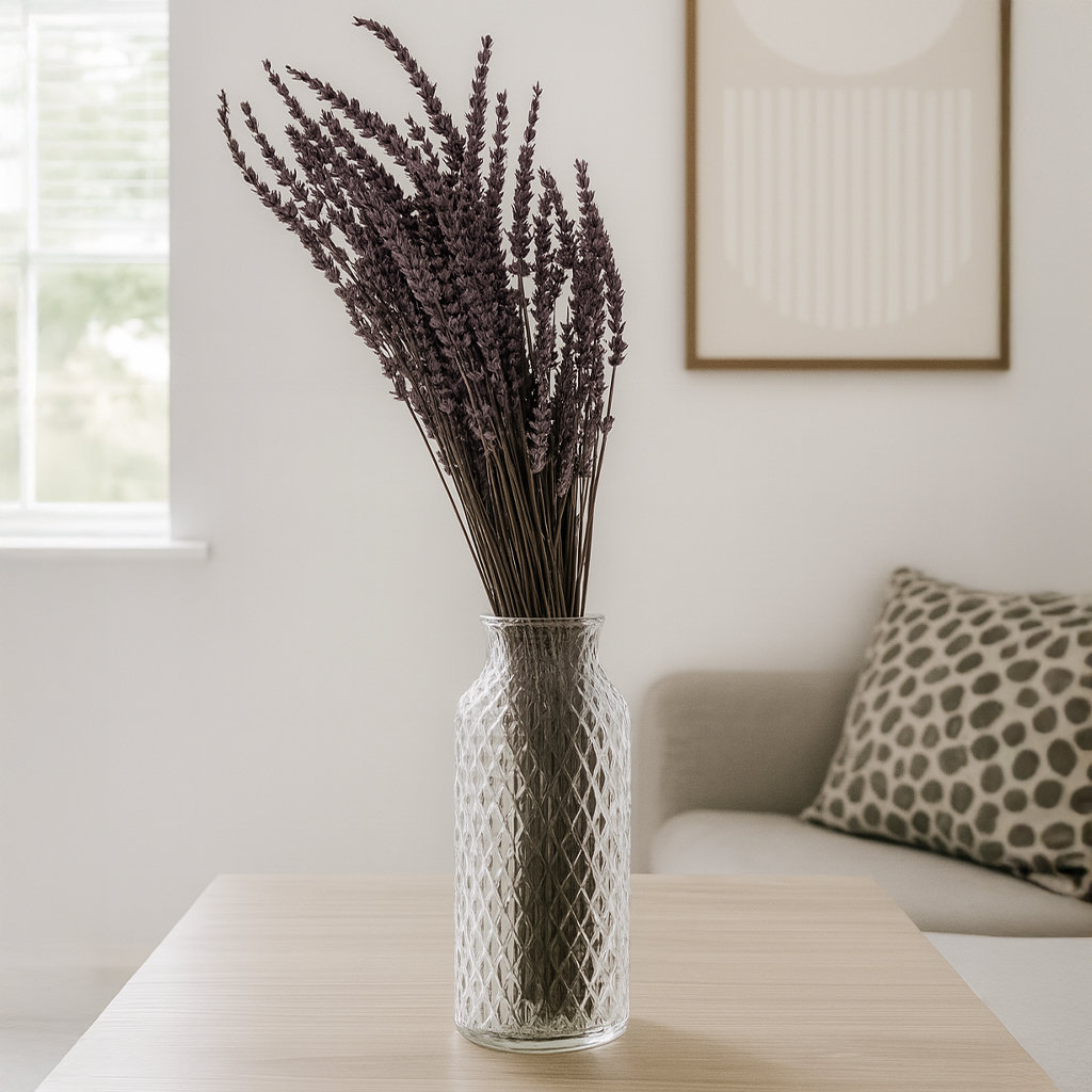 Modern Art Preserved Lavender Stems, Dark Purple