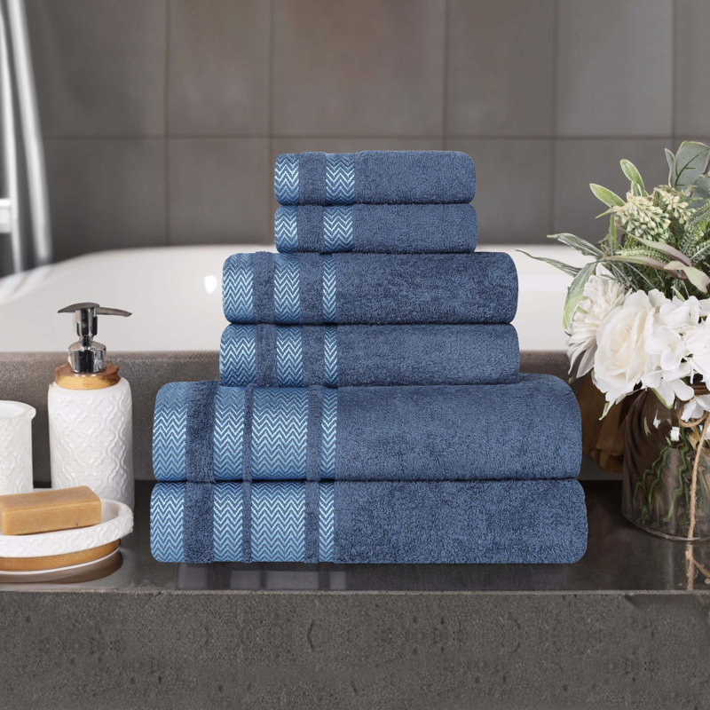 Ensemble de serviettes de bain 6 pièces Halia, Bleu marine