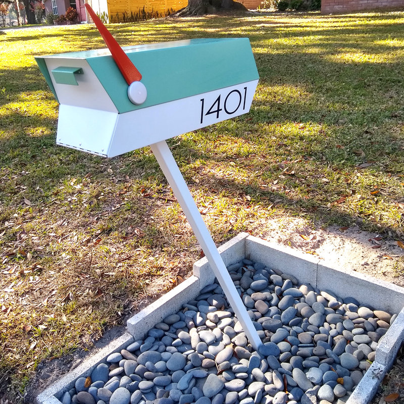 Satin Mint Green Mid-Century Modern Steel Mailbox