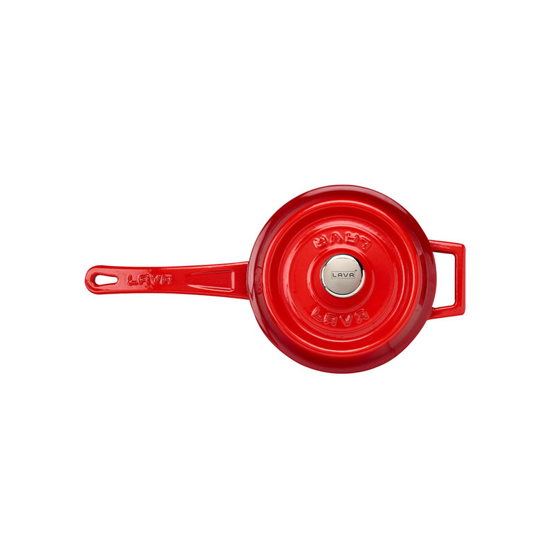 Lava Enameled Cast Iron Saucepan 1.5 Quart Round with Lid, Red/Cream