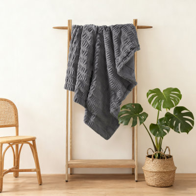 Shaggy Wavy Faux Fur Throw