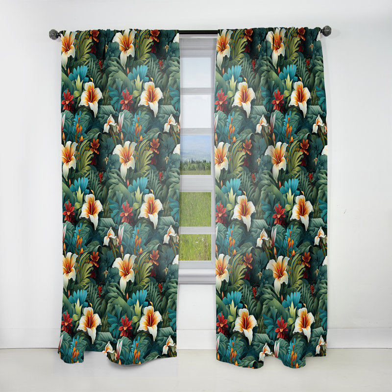 Rainforest Radiance Tropical Motif - Rideau Tropical - Velours obscurcissant - 1 panneau, L 52 po x L 84 po