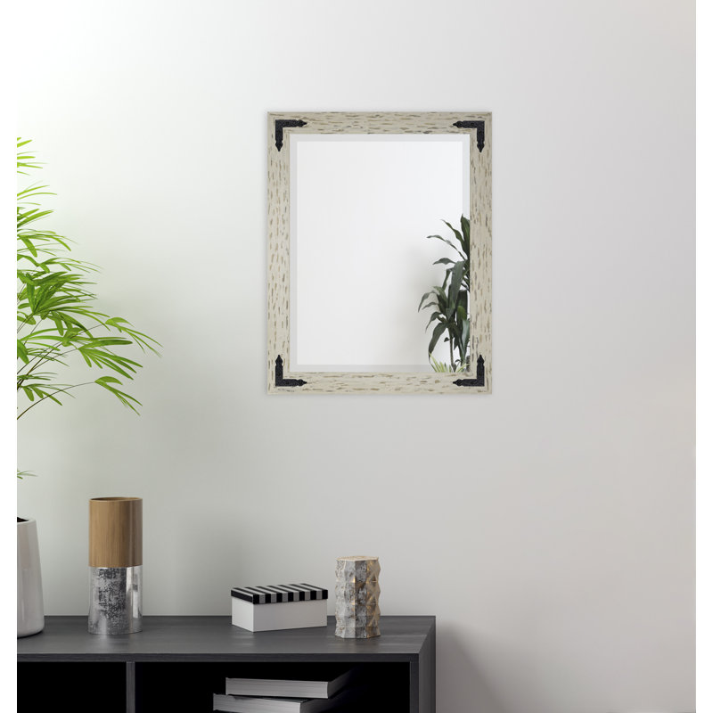 Tuohy Solid Wood Flat Wall Mirror, Cream/Black, 32" x 26" 