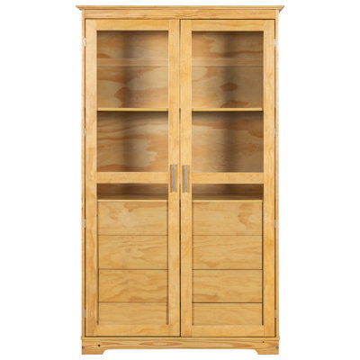 Gorana Kitchen Pantry Cabinet with Glass Doors & 4 Drawers by Charlton Home