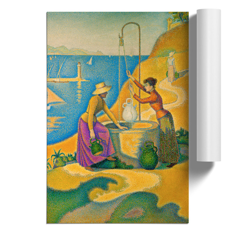 Women At The Well by Paul Signac - No Frame Painting, 30cm H x 21cm W x 0.1cm D
