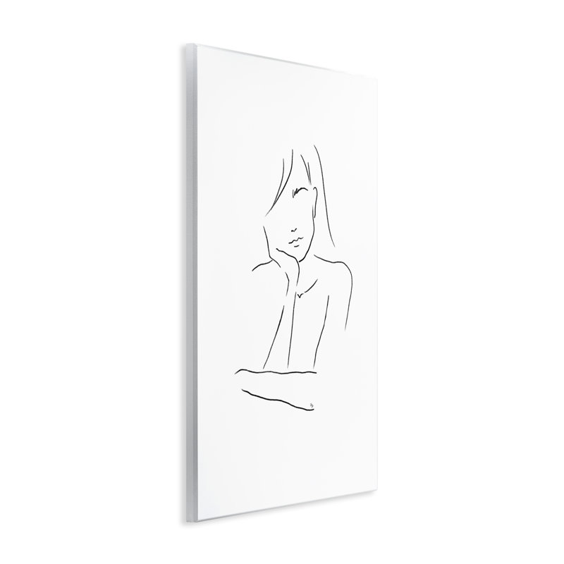 Sad Female Line Drawing Wall Plaque, design by Martina Pavlova, 15" H x 10" W
