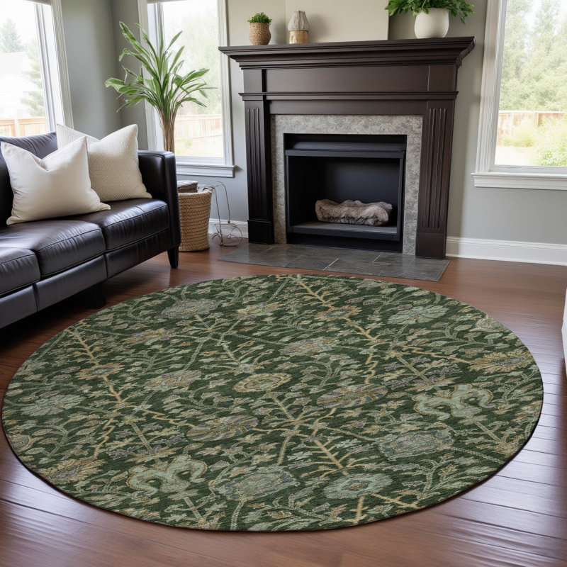 Premium Machine Washable Alexa AMF1087 Floral Rug, Round 8'