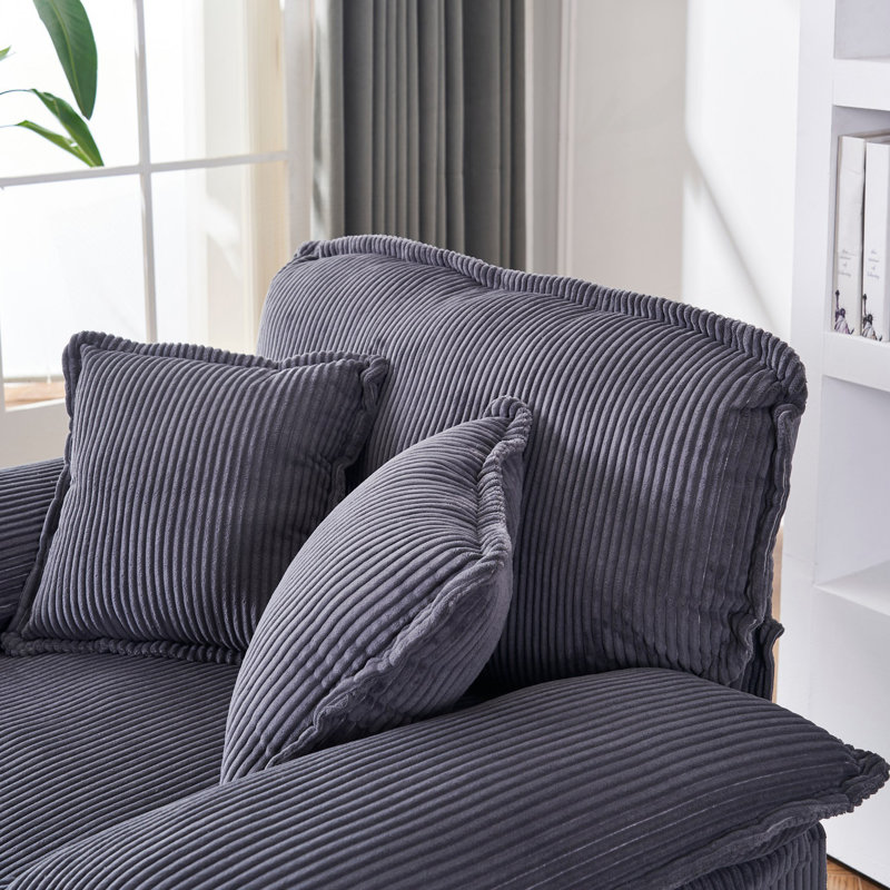 Canapé simple avec 2 coussins décoratifs et un repose-pieds, canapé confortable, canapé à assise profonde, canapé de salon