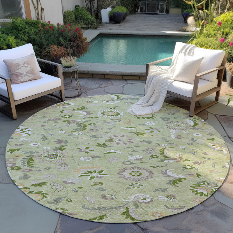 Tapis intérieur / extérieur vert lavable Aveline , 3 pi x 5 pi