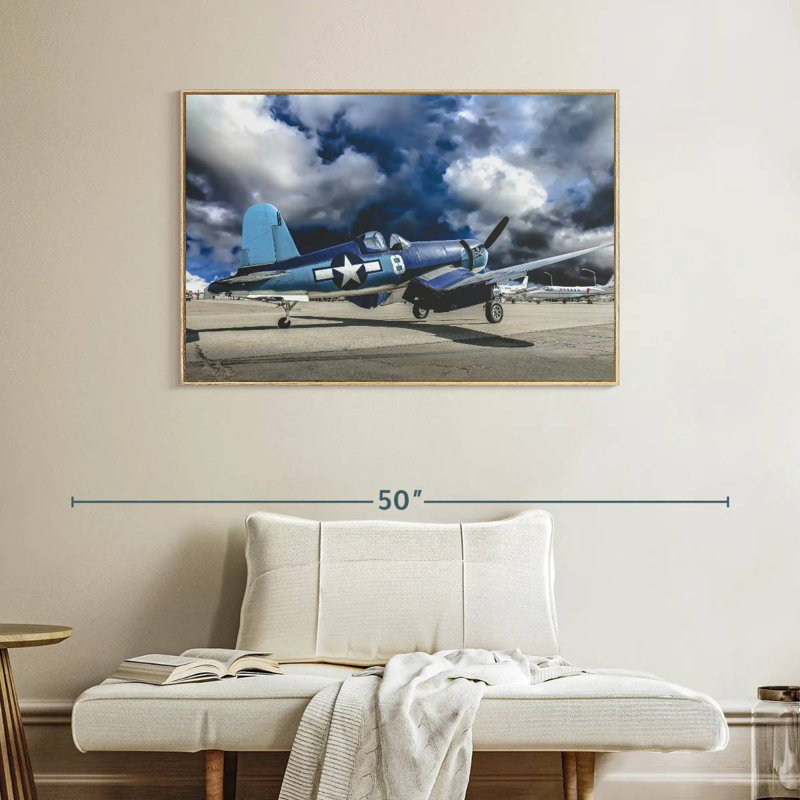 Avion de la Seconde Guerre mondiale, Cadre flottant en bois naturel, 40 po x 27 po