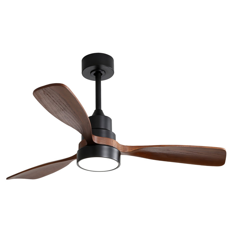 Ventilateur de plafond à profil bas 48 pouces DC 3, Noir, Brun