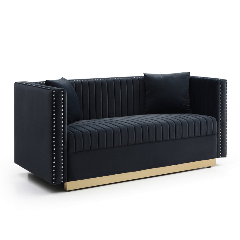 Causeuse intérieure rembourrée avec 2 coussins, Noir