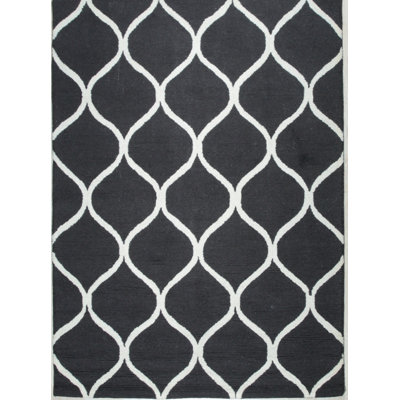 Tapis bleu marine en laine touffeté à la main Sloane Willow