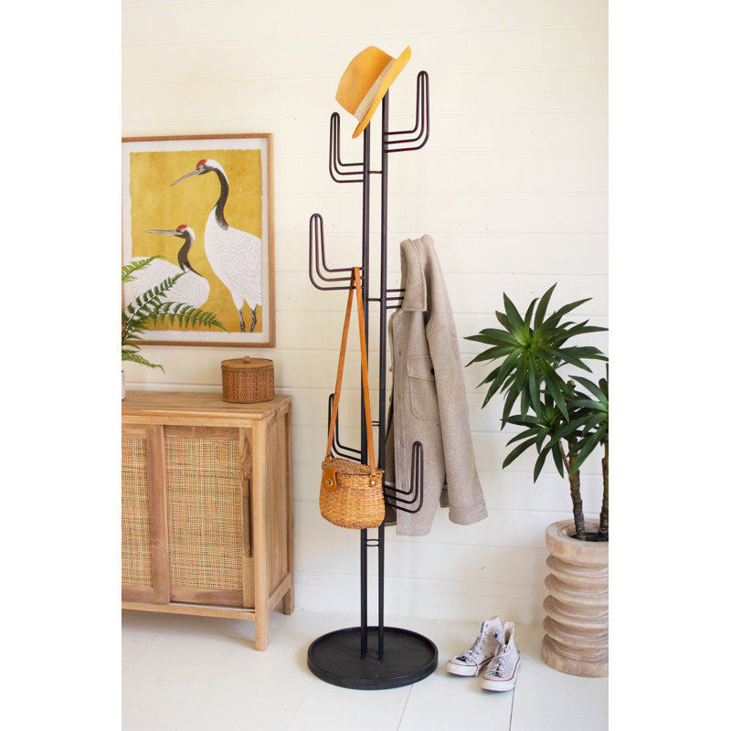  Tour pour manteau de cactus en fer noir - porte-manteau à six accoudoirs en métal mat H 72 po
