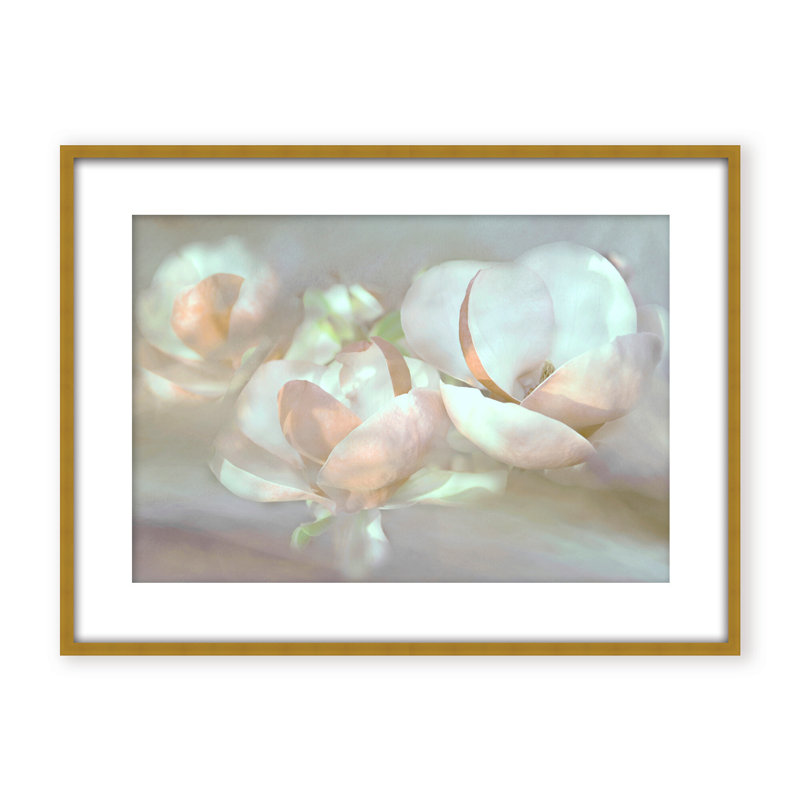 Nature Inspired Magnolia Dreams, 24" H x 30" W x 1.125" D, Framed Matted Print, White