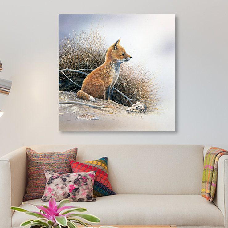 «Little Fox», impression sur toile, H 37 po x l 37 po x P 1,5 po, Pas de tapis, Toile tendue