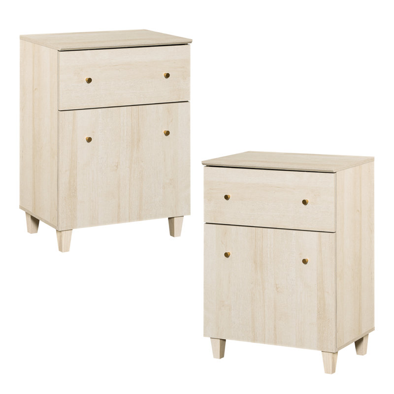 Amvi End Table Set with Storage, Light Oak