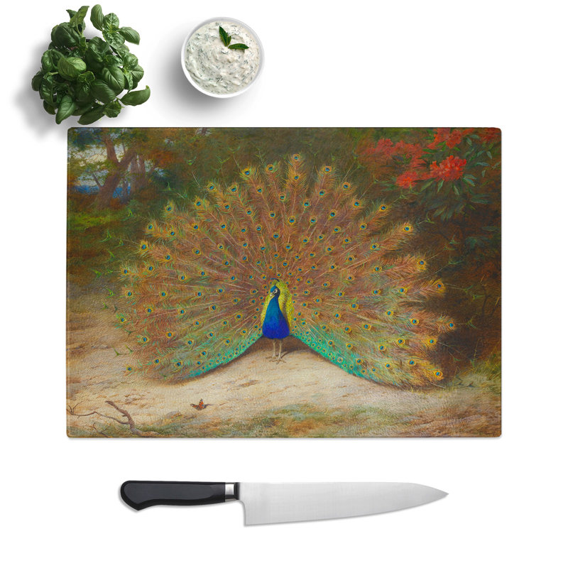 Peacock by Archibald Thorburn Chopping Board, 0.4cm H x 20cm W x 28.5cm L