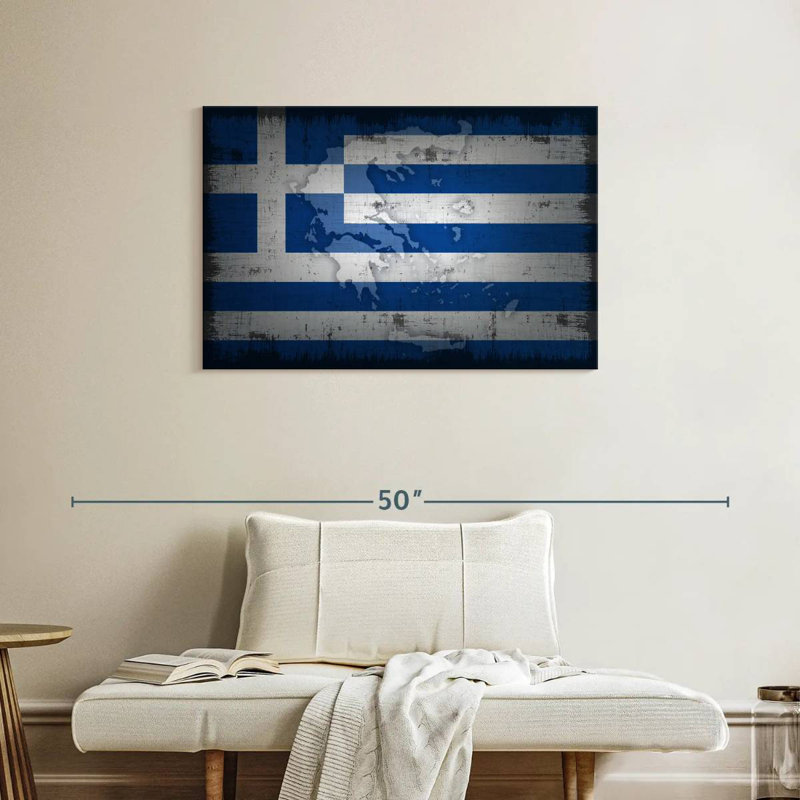 Carte et drapeau de la Grèce, H 24 po x l 36 po