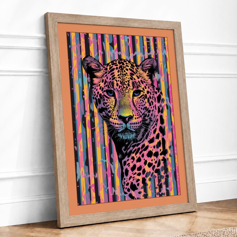 Leopard Pop Modern - Framed Print, A3 - 42.0 x 29.7 cm, Oak
