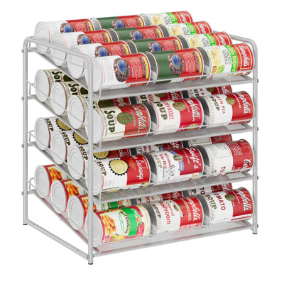 4 Tier Can Organizer for Cabinets, Countertops Silver