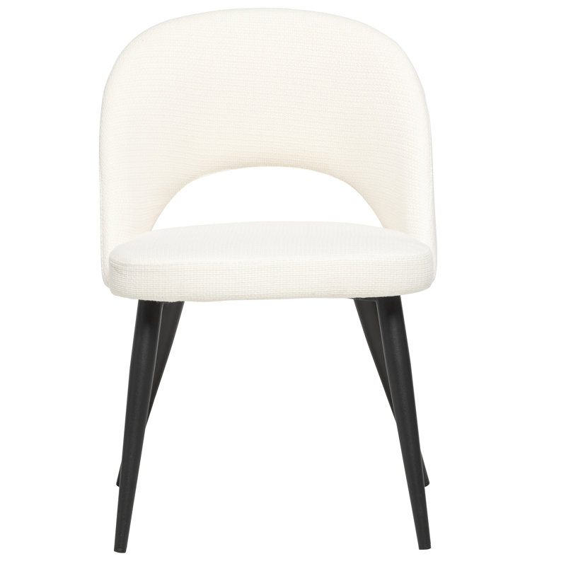 Chaise d'appoint en tissu Albeiro, Blanc cassé, Noir