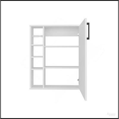 Pharmacie, 1 porte, 7 tablettes, blanc