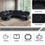 Ensemble de canapé inclinable électrique en cuir 3 pièces noir avec charge USB, console de rangement et porte-gobelets - Canapé modulaire inclinable électrique moderne pour le salon