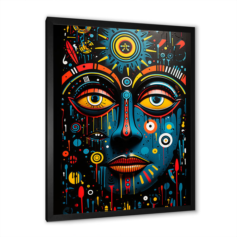 Art africain Ndebele, H 20 po x l 12 po x P 1 po, Cadre simple noir