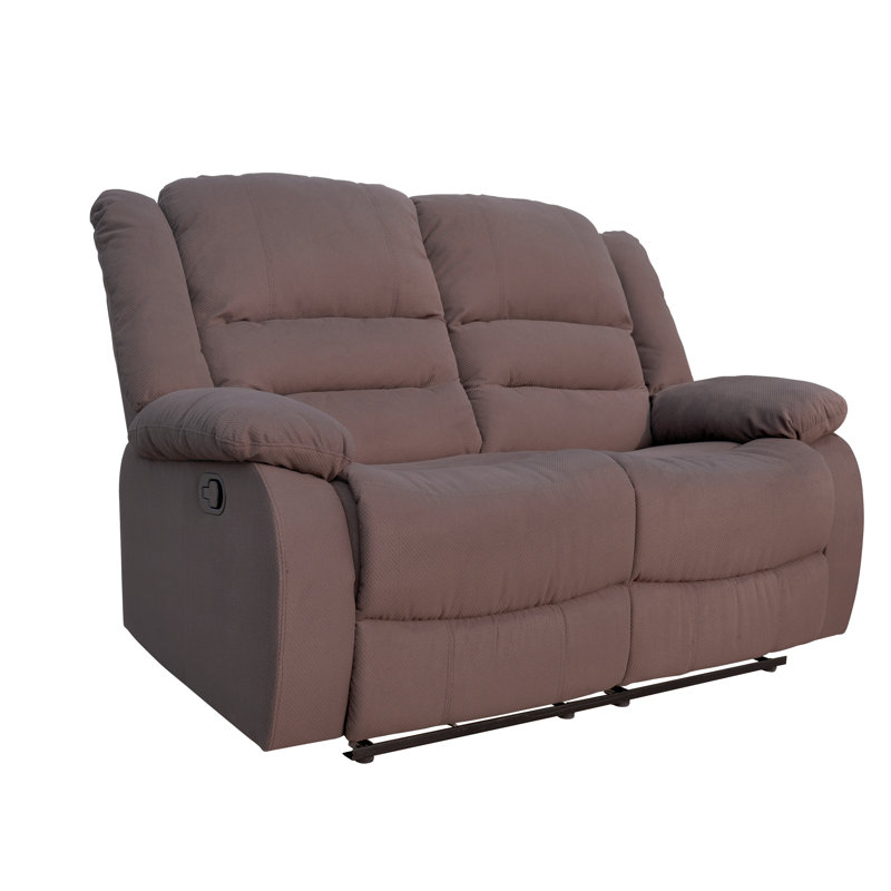 Dedmond Upholstered 60'' Reclining Loveseat, Brown Polyester Twill