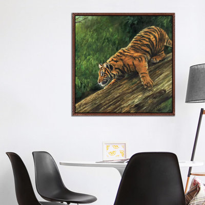 Tiger In Tree by David Stribbling - Floater Frame Gallery-Wrapped Canvas Giclée on Canvas