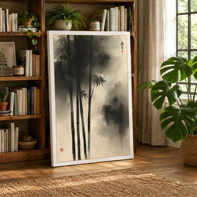 Bamboo in Mist Japandi - Wrapped Canvas