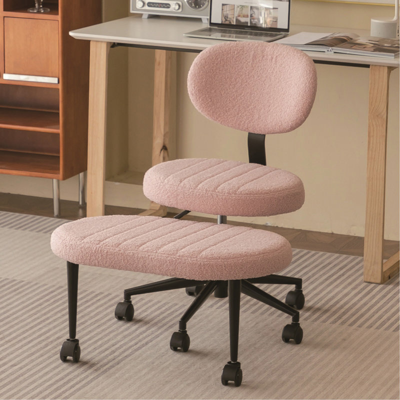 Chaise de bureau ergonomique multi-positions avec pieds croisés pour adultes, méditation pivotante et chaise de bureau avec support pour le dos et base roulante