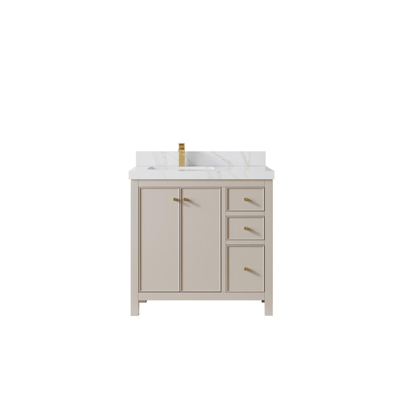 Chicago 36'' Single Bathroom Vanity with Top, Calacatta Sienna