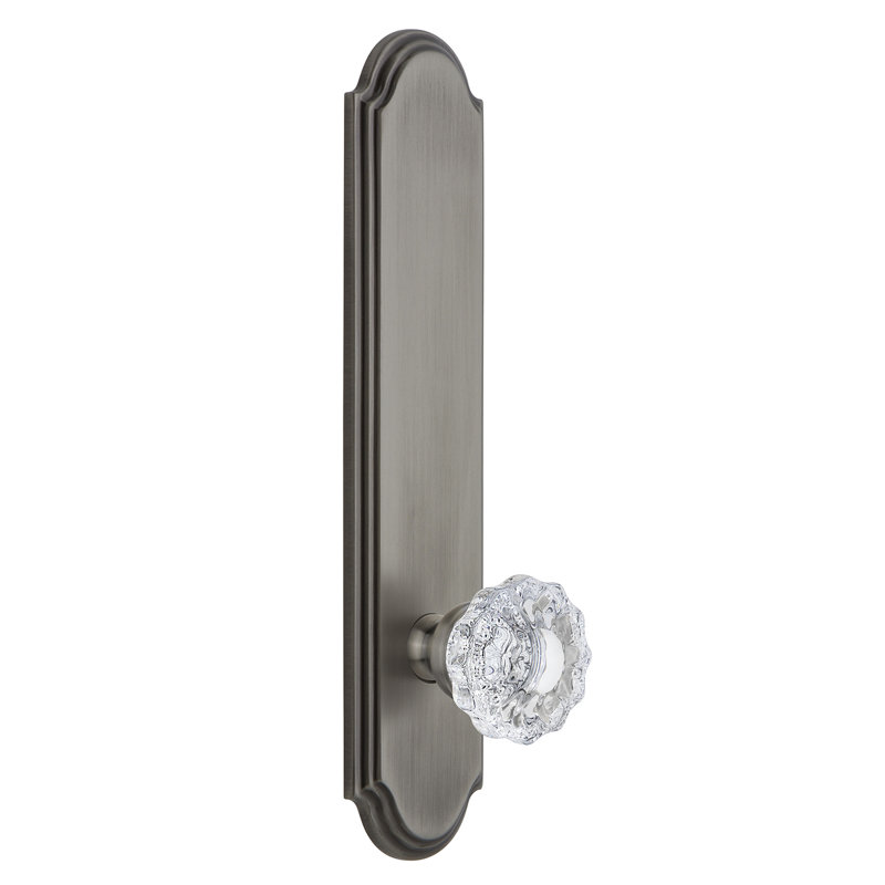 Poignée de porte en cristal Grandeur, Étain antique, 2-3/8 po