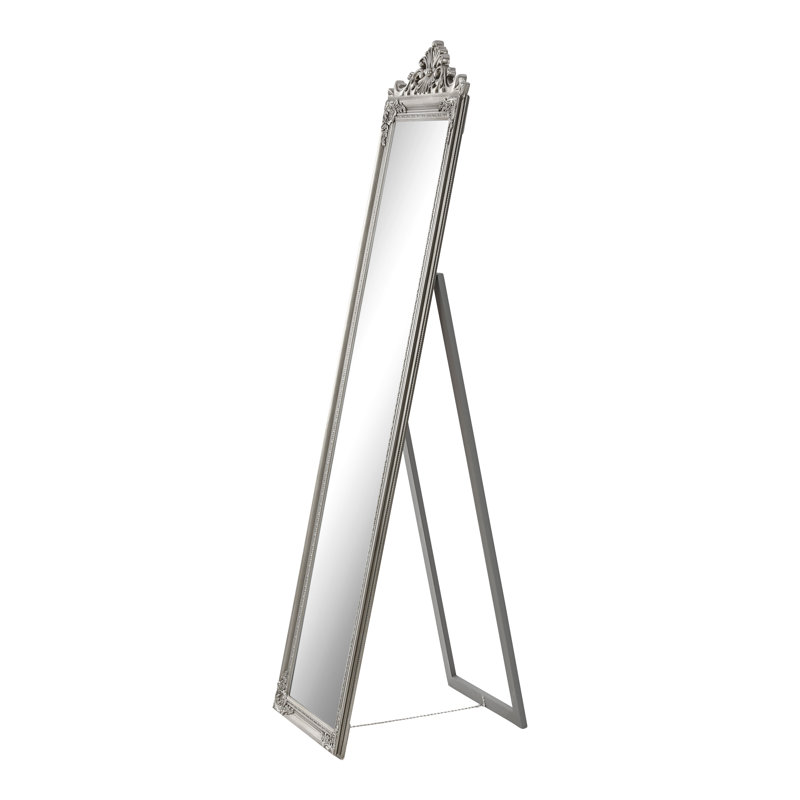 Bowie Wood Flat Floor Mirror, Silver