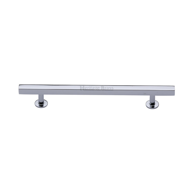 Heritage Brass Heritage Cabinet Pull Square Design with Footings, Polished Chrome, 16cm