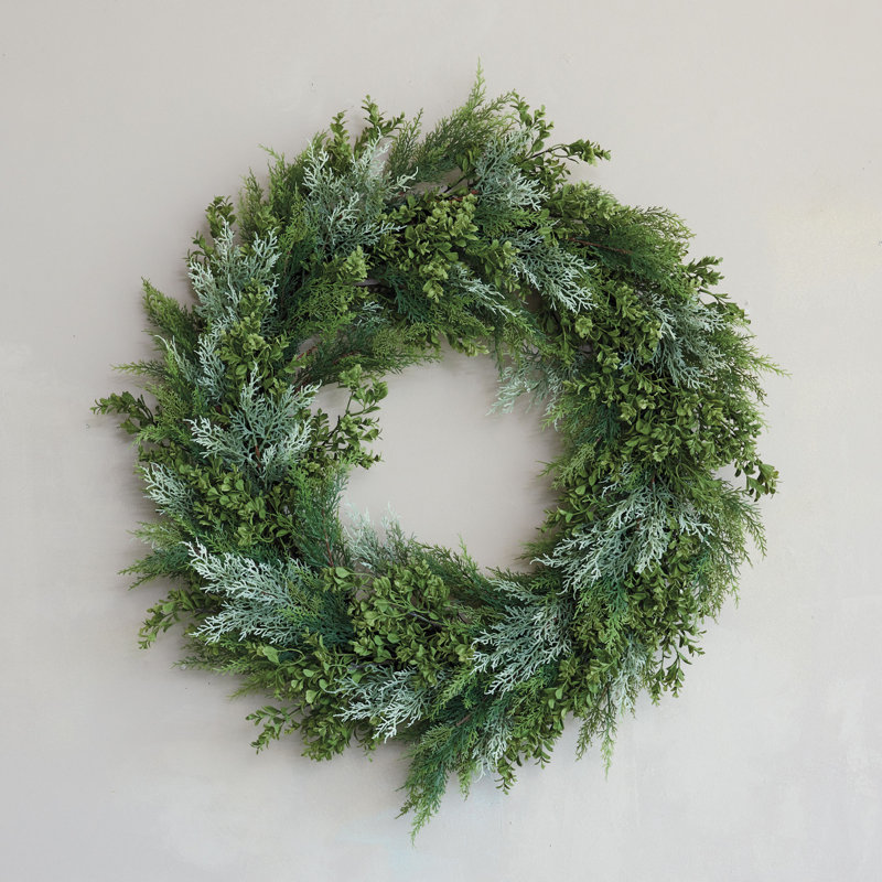Couronne en faux buis et cèdre Artisan