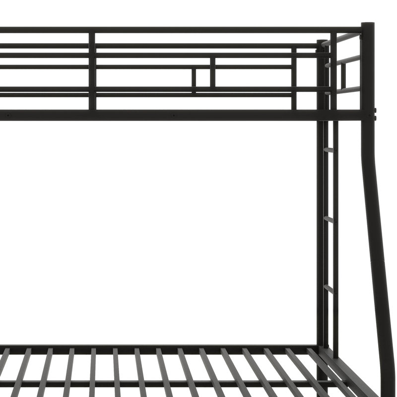 Lit simple sur lit double avec structure en acier robuste, lit superposé avec lit gigogne simple, échelles à deux côtés, Noir