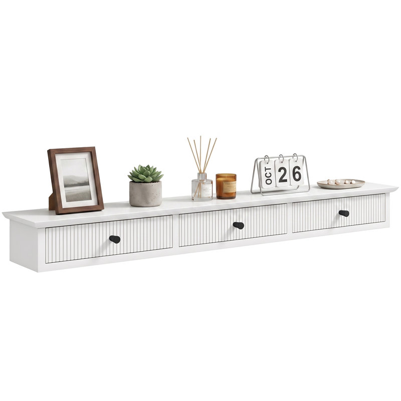 93 cm W Wall Mounted Shelving Unit, White