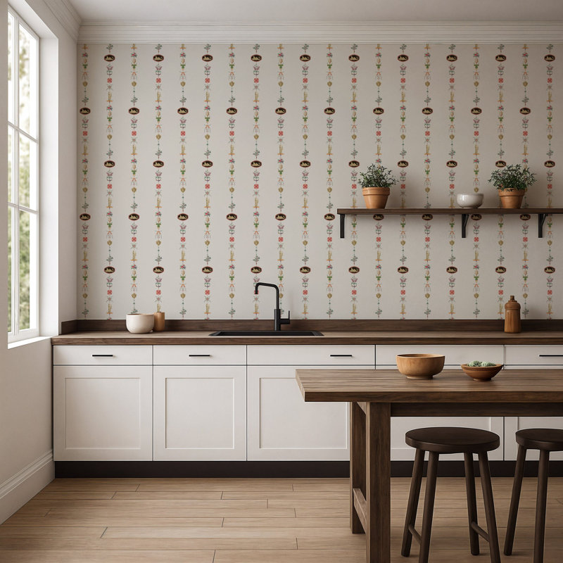 Papier peint NeoClassical Stripe - Ivoire, Ivory, Self-adhesive