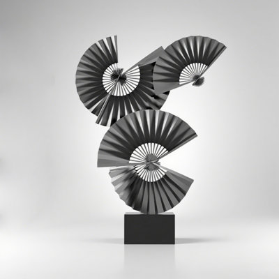 Neo-Chinese Metal Wrought Iron Decoration: Marble Base, Semicircular Fan Shape