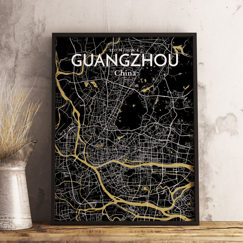 Guangzhou City Map - No Frame Print, 43cm H x 28cm W x 0.13cm D