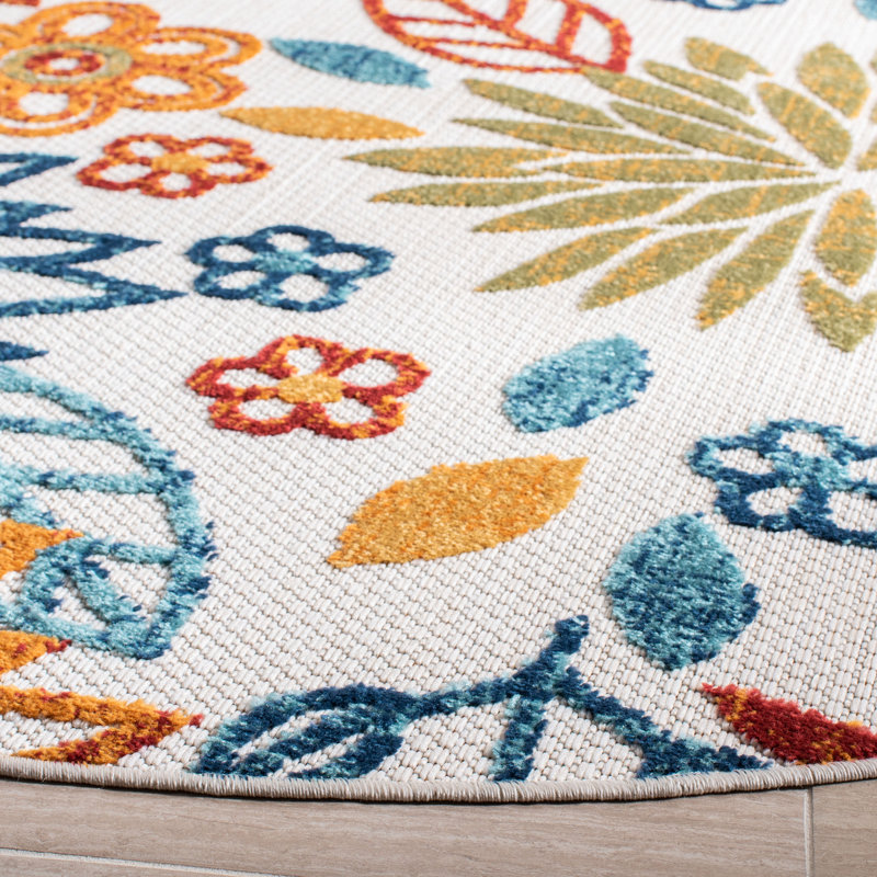 Kellems Performance Floral Indoor/Outdoor Area Rug, Round 4'